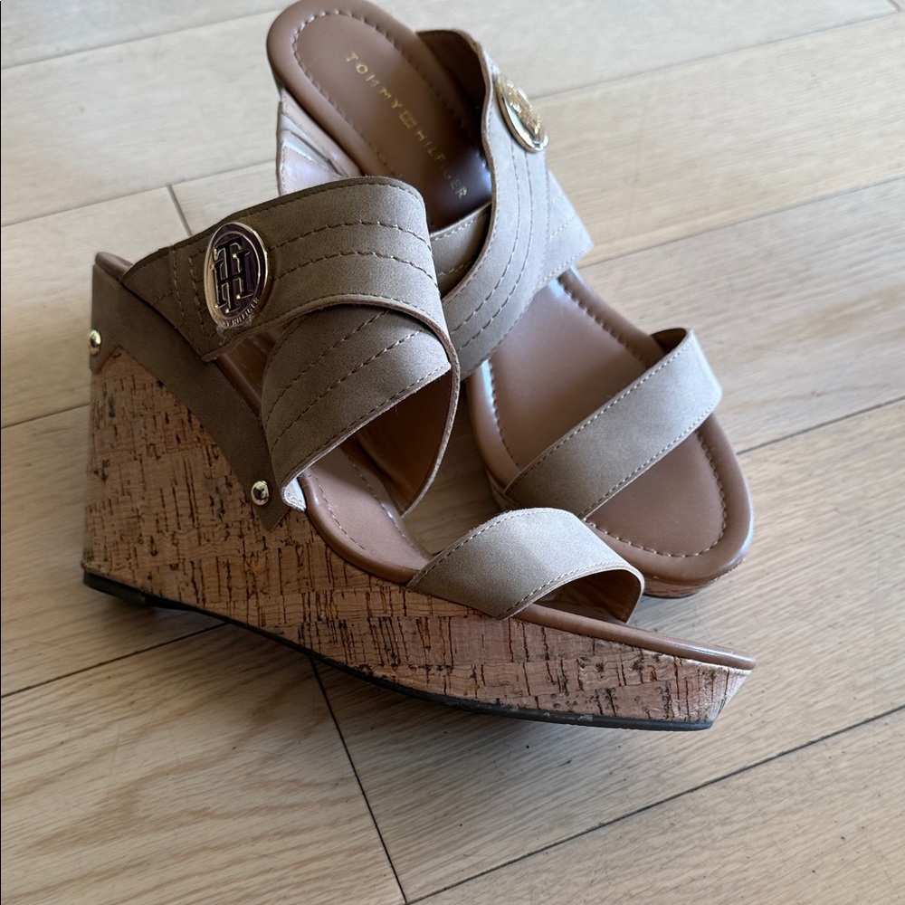 Tommy Hilfiger Beige Wedge Sandals